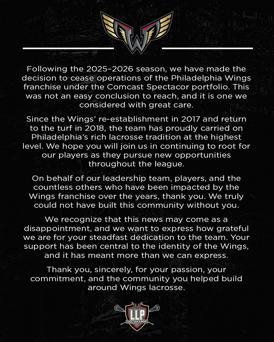 Philadelphia Wings tweet media