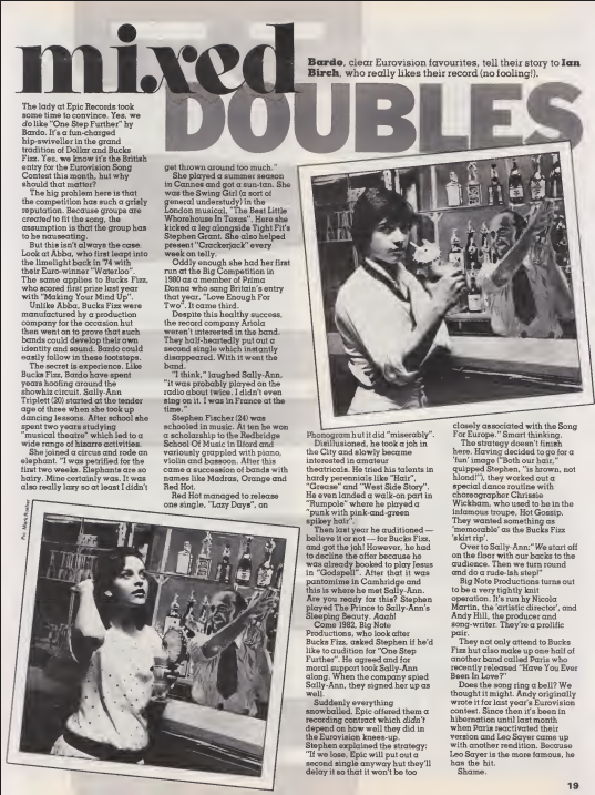 myfizzypop's tweet photo. The UK's 1982 #Eurovision entry was released #onthisdayinpop 44 years ago - #Bardo's #OneStepFurther (which featured ace theatre star #SallyAnnTriplett) was a corker of a tune, evidenced by it reaching no.2 in the UK charts! 7 year old me was entirely obsessed with the duo & song https://t.co/KfjHTGAMra