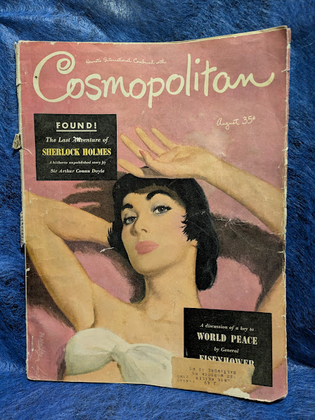 naohikoKITAHARA's tweet photo. #JSHC95全国大会、物販でも古本買った。昨日はいい日だ。〈COSMOPOLITAN〉1948年8月号。コナン・ドイルの未発表のシャーロック・ホームズ物が見つかったとして、「指名手配の男」が掲載された号です。これは超絶貴重!
#JSHCWeekend
#JSHC全国大会 https://t.co/bRYJjk617T