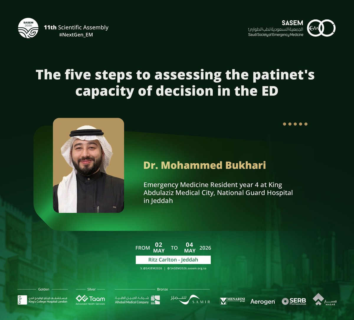 sasem2026's tweet photo. Patient decisions in the ED don’t have to be a mystery! 

Dr. Mohammed Bukhari is here to guide you through the five essential steps like a true pro🪄💡

#SASEM2026
#NextGen_EM https://t.co/iRWzCwIskT