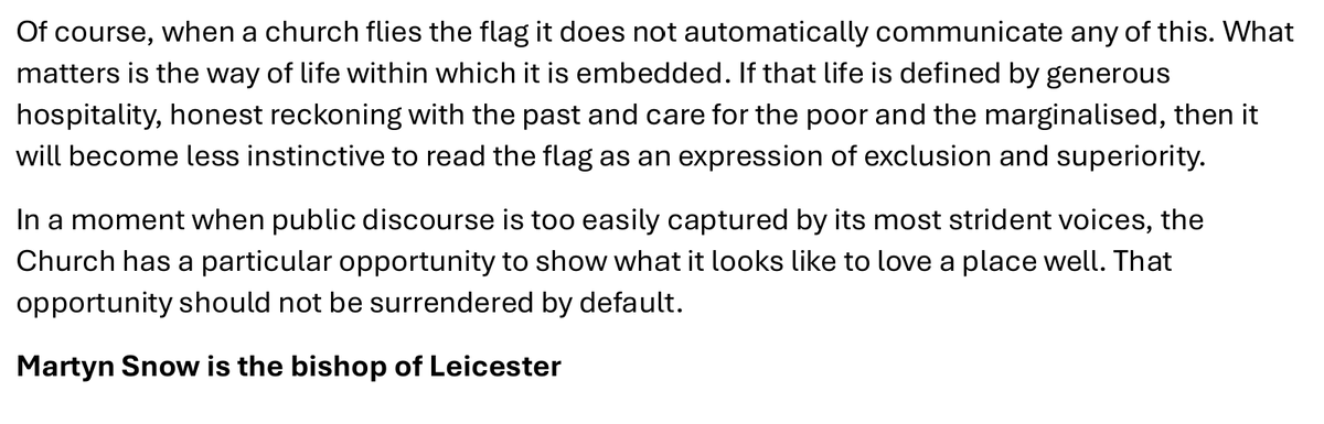 SelsdonChapman's tweet photo. "Why our churches should proudly fly the St George’s flag" - Bishop of Leicester, Martyn Snow in The Times https://t.co/pcrreICcVp https://t.co/Q77OyutKoG
