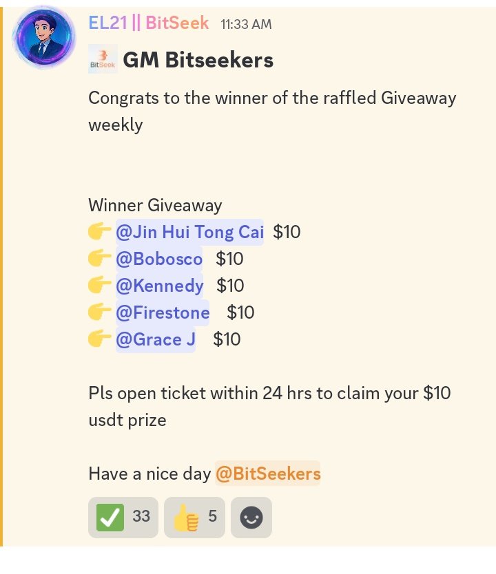 Congratulations to me as one of the winner of Bitseek ' raffled Giveaway of this concluded week

Thanks to <a href="/BitSeek_Ai/">BitSeek</a> for hosting this great giveaway 🐱😄😄