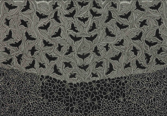 msabine900's tweet photo. #BatsInArt #PreciousBats #BillyMissi #Australian #AboriginalArt #Contemporary   
Billy Missi (1970 - 2012)    
SAPUR AU KUBI (DARK FLOCK OF BATS), 2006   Linocut print on Arches paper https://t.co/uNt1KI7M4V