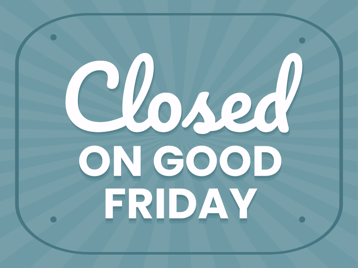 Heads up! 📣
We will be closed this Friday, April 3rd for Good Friday!
We will return normal business hours on Monday, April 6th.