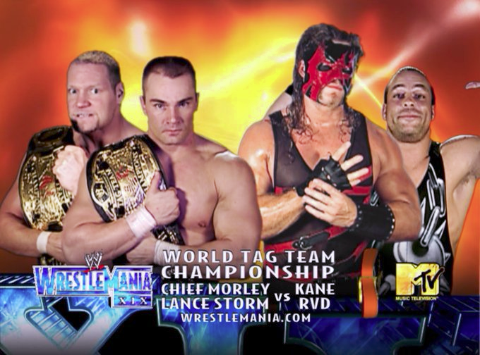 wrestle_hist's tweet photo. 3/30/2003
Chief Morley & Lance Storm defeated Rob Van Dam & Kane to retain the World Tag Team Championship at Wrestlemania XIX from Safeco Field in Seattle, Washington.
#WWE #WrestleManiaXIX #ChiefMorley #ValVenis #Kane #RobVanDam #RVD #WorldTagTeamChampionship https://t.co/SFvzkmC2VZ