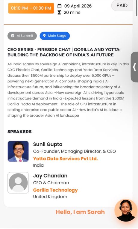 3a4_Gorilla's tweet image. 「AI Summit」における、「Gorilla Technology」と「Yotta Data Services」によるインドのAIインフラ構築に関するセッションの情報です。

セッションタイトル: インドのAI未来のバックボーン構築 | ゴリラ＆ヨッタ (CEOシリーズ - ファイアサイドチャット) #GRRR $GRRR

日時: 2026年4月9日 13:10 -