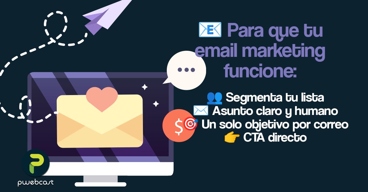 PWebCast's tweet photo. Mientras muchos lo dan por difunto, el email marketing sigue siendo uno de los canales con mejor retorno. 📈📩
La diferencia no está en enviar correos…está en qué dices y a quién se lo dices.
✍️ Si tus correos no están convirtiendo, hablemos.
#EmailMarketing #PWebCast https://t.co/x4hm4CaCTY