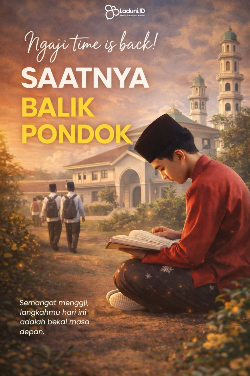laduniid's tweet image. Ngaji time is back! 📖✨
Bismillah… balik lagi ke pondok, balik lagi ke versi diri yang lebih kuat 🤍

Mungkin berat ninggalin rumah lagi,
mungkin masih pengen rebahan lebih lama 😭
tapi inget…

#pondok #santri #ngaji #ilmu #pesantren