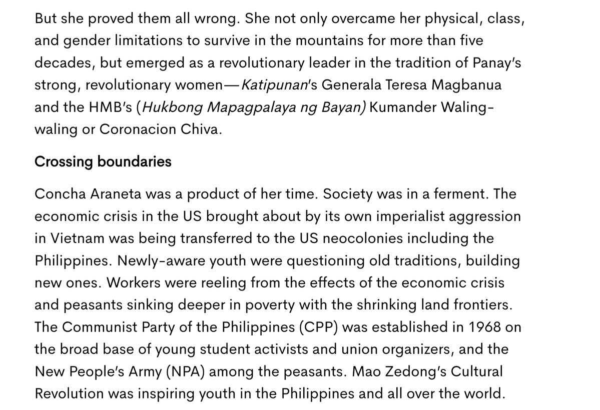 umigpawpasulong's tweet image. "Some of her fellow FQS (First Quarter Storm) activists said she wouldn’t last in the hills because she was flat-footed."

From a sheltered colegiala to a woman revolutionary leader. 1/2