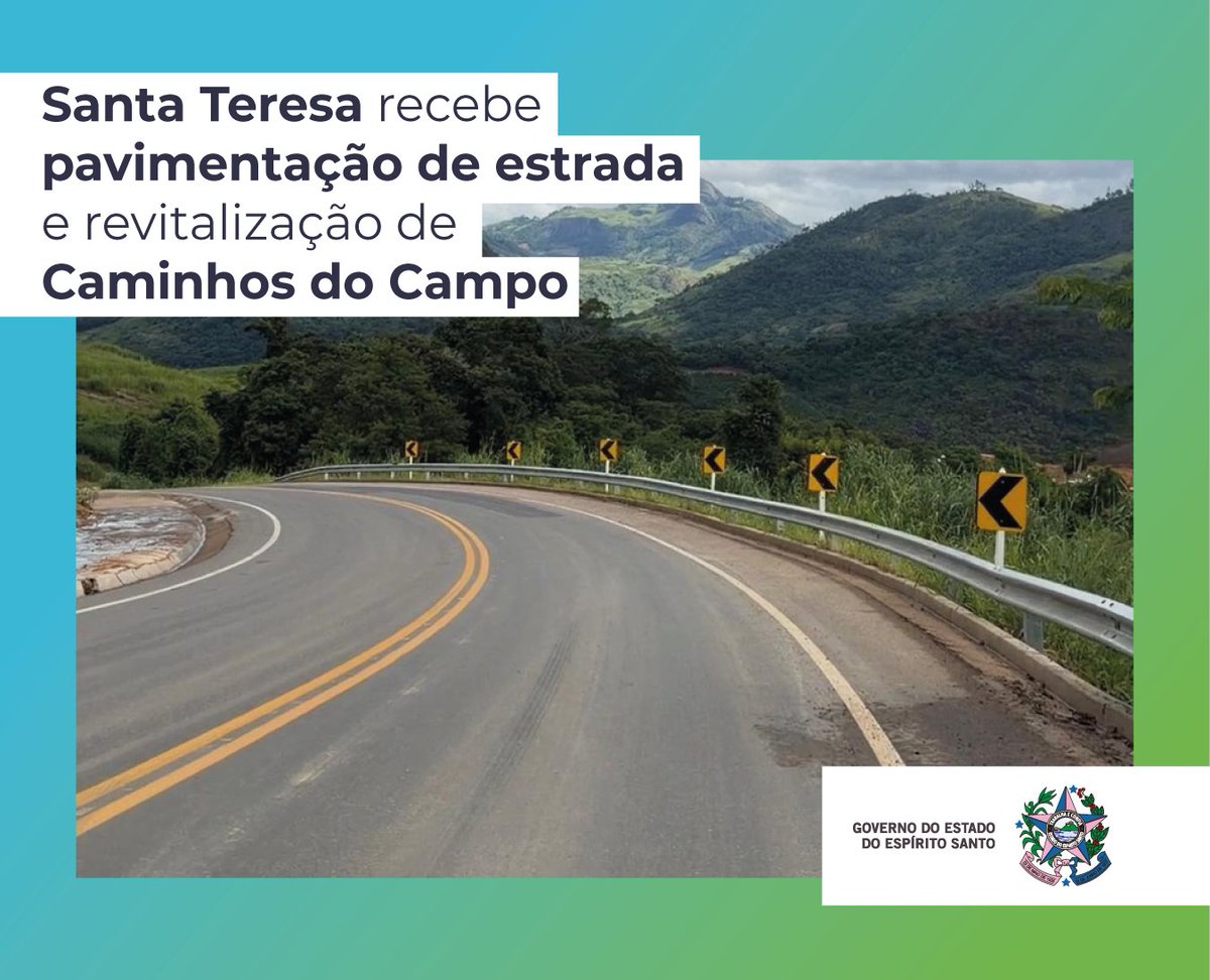 📍Santa Teresa: inauguração da pavimentação asfáltica da Rodovia “Hilton José Corteletti”, trecho Alto Caldeirão (ES-261) X Várzea Alegre (ES-452), além da revitalização do Caminhos do Campo trecho ES-261 X comunidade de Vale do Tabocas.

Saiba mais: es.gov.br