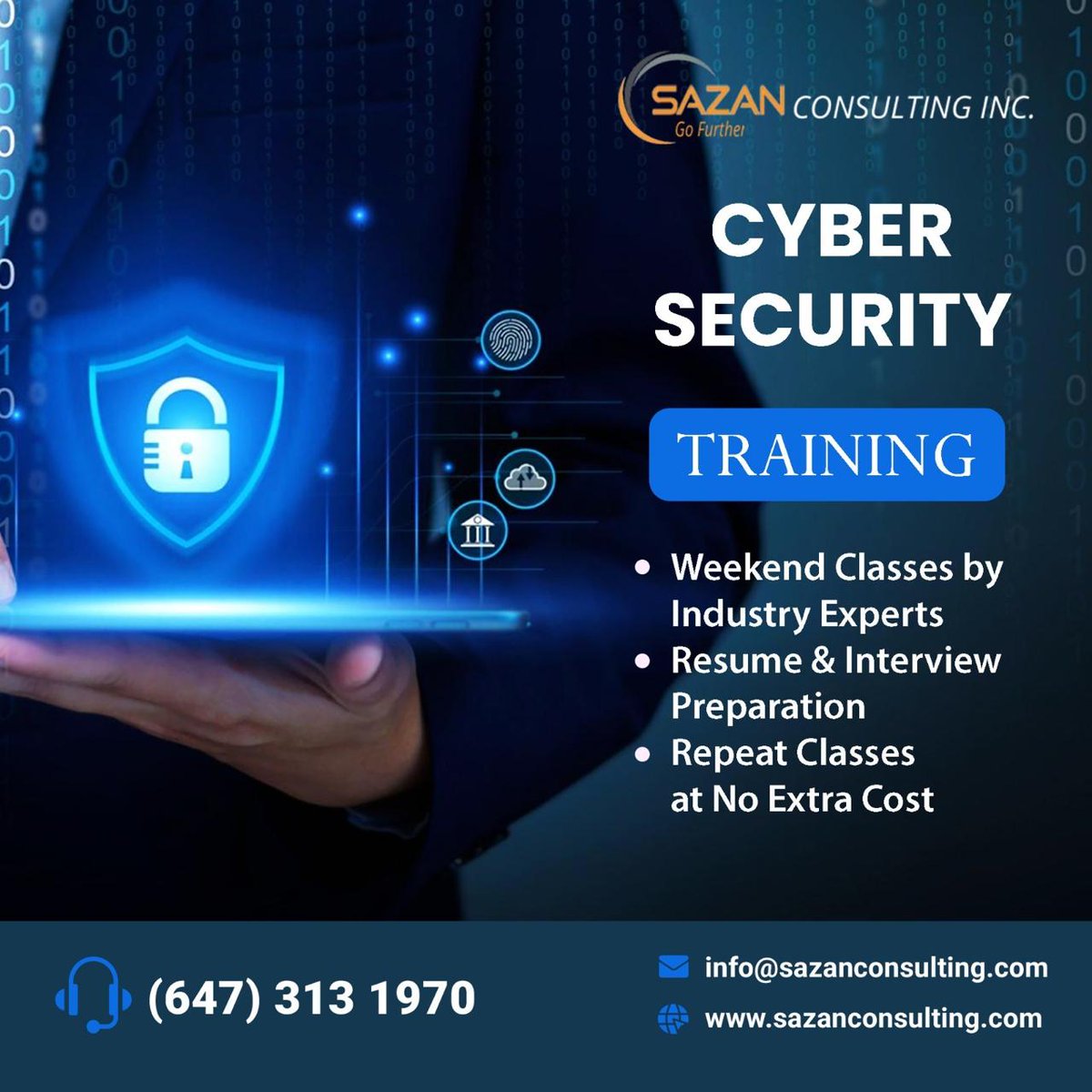 Want to become a Security Engineer, Cyber Security Analyst, or Ethical Hacker? 
Call 6473131970
Email info@sazanconsulting.com 
Visit sazanconsulting.com/cyber-security
#CyberSecurityTraining #CyberSecurityCareers #SecurityEngineer #EthicalHacking #CyberSecurityAnalyst #CloudSecurity #ISIEM