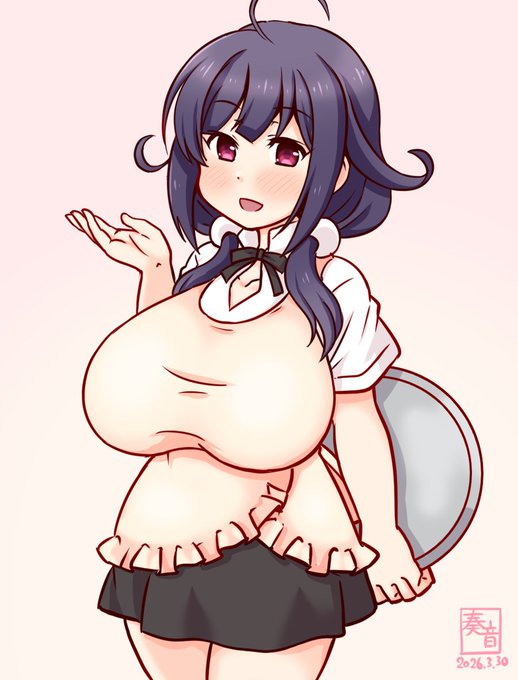 「フーカデンビーフ、いかがでしたか?
 …ふふ、良かったぁ♪」

#艦これ版真剣お絵描き60分一本勝負_20260330
#大鯨 