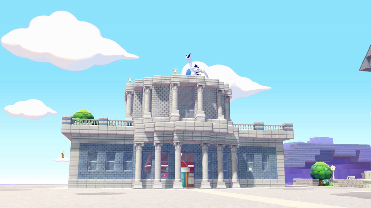 TNmine5's tweet photo. 色の主張が強すぎるポケセン隠しついでにルギアとホウオウの降臨場所も作った！とりあえずの装飾やから他の建築も終わったら外装もうちょっとやる予定

向かって左側のスペースにポッポとピジョットの住処も用意した🕊️仲良しで可愛い https://t.co/GPOYIGB7zN