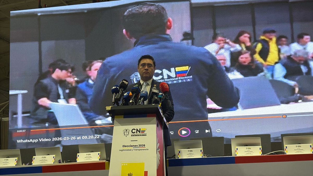 NoticiasRCN's tweet image. #Noticia | El presidente del Consejo Nacional Electoral, Cristian Quiroz, informó que ya fue escrutado casi el 100% de las votaciones de la Cámara de Representantes. 
Está pendiente por resolver un desacuerdo en Chocó y terminar el escrutinio de Cundinamarca.
El próximo lunes