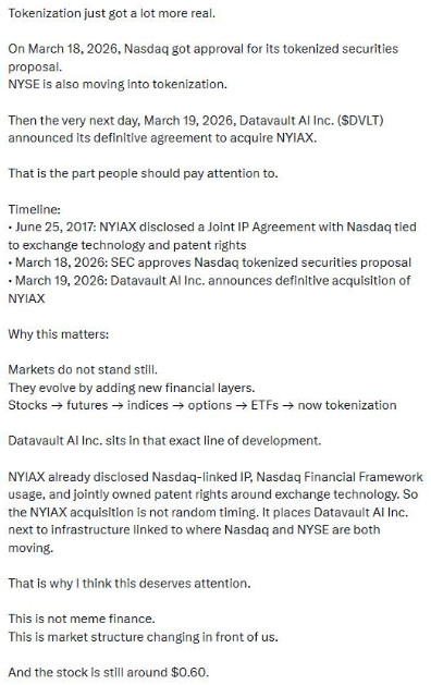 BlessedSilvanus's tweet image. The better framing is simple.
SEC validated the lane.
Datavault AI Inc stepped toward NYIAX.
That makes this a structure story first.

 #ElvishYadav #sstvi $BRK-B $DAL