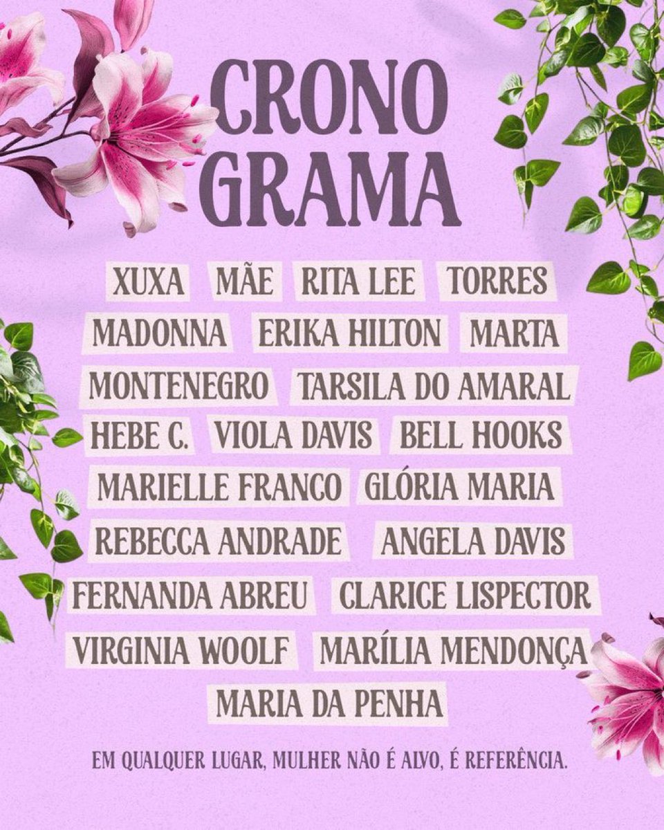 Imagina usar o nome de mulheres que fizeram história e que infelizmente já nem estão mais entre nós para tentar tirar outra mulher de um reality show com rejeição. Mulheres que lutaram de verdade por causas importantes sendo usadas dessa forma… sinceramente, acho desnecessário.