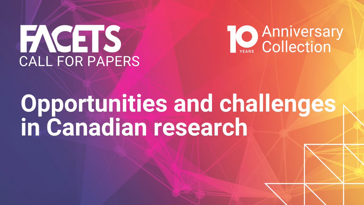 cdnsciencepub's tweet image. What does the future of Canadian research look like? @FACETSJournal invites papers on funding, collaboration, Indigenous knowledge, open science, and more for its 10-year anniversary collection. Submit by Mar. 31, 2026. Details ▶️ ow.ly/9XXf50VESzE #AcademicTwitter #PHDChat