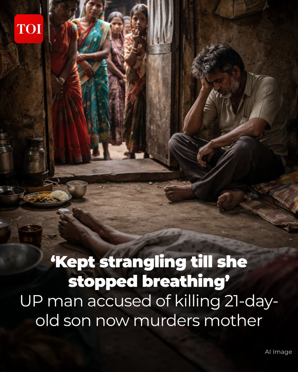 timesofindia's tweet image. #UttarPradesh | A 29-year-old man, who works as a daily-wager in Haridwar, allegedly strangled his 55-year-old mother to death over a minor argument in #Meerut's #Hastinapur area, police said. 

More details 🔗toi.in/0y6f_Z