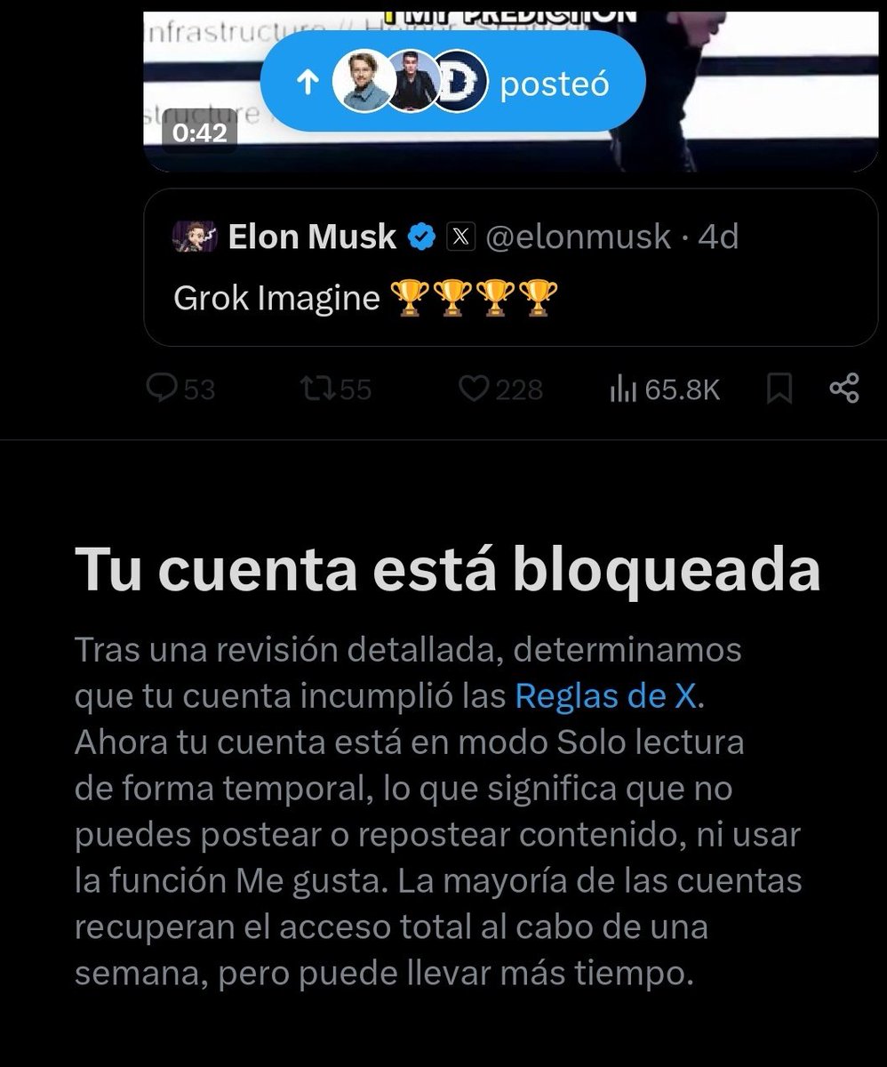 INDIGNANTE ME BLOQUEARON LA CUENTA POR PUBLICAR ABUSOS DE VENEZOLANOS HACIA CIUDADANOS PERUANOS ASESINATOS A SANGRE FRÍA DE COLOMBIANOS Y VENEZOLANAS EN EL PERÚ X HA BLOQUEADO MI CUENTA POR DOS DÍAS DÓNDE ESTÁ LA LIBERTAD DE EXPRESIÓN 😡😡 OBLIGANDO A ELIMINAR LA PUBLICACIÓN
