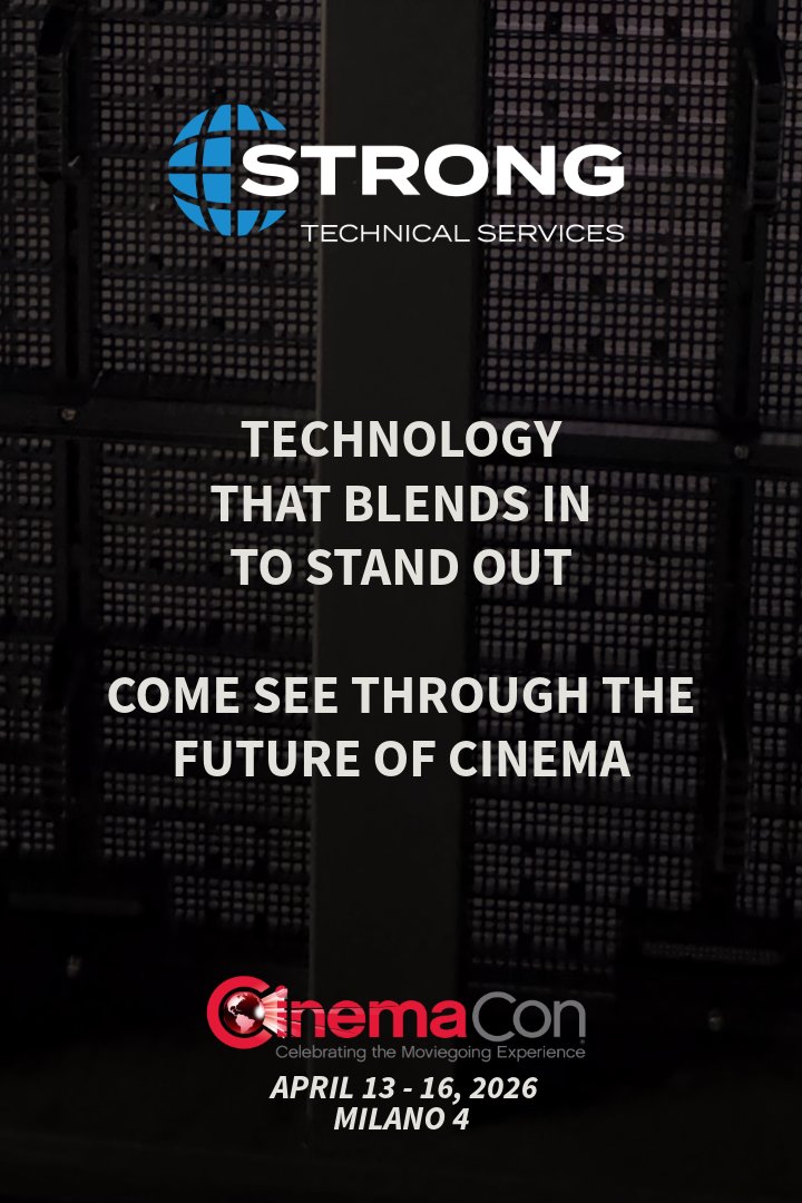 StrongTechSvc's tweet photo. We're excited to unveil the next evolution in cinema technology at CinemaCon 2026! We believe innovation should be seamless so your experience stands out. Join us in Milano 4 from April 13–16 to discover how our solutions are shaping the future of moviegoing. https://t.co/6zHjnlD97x