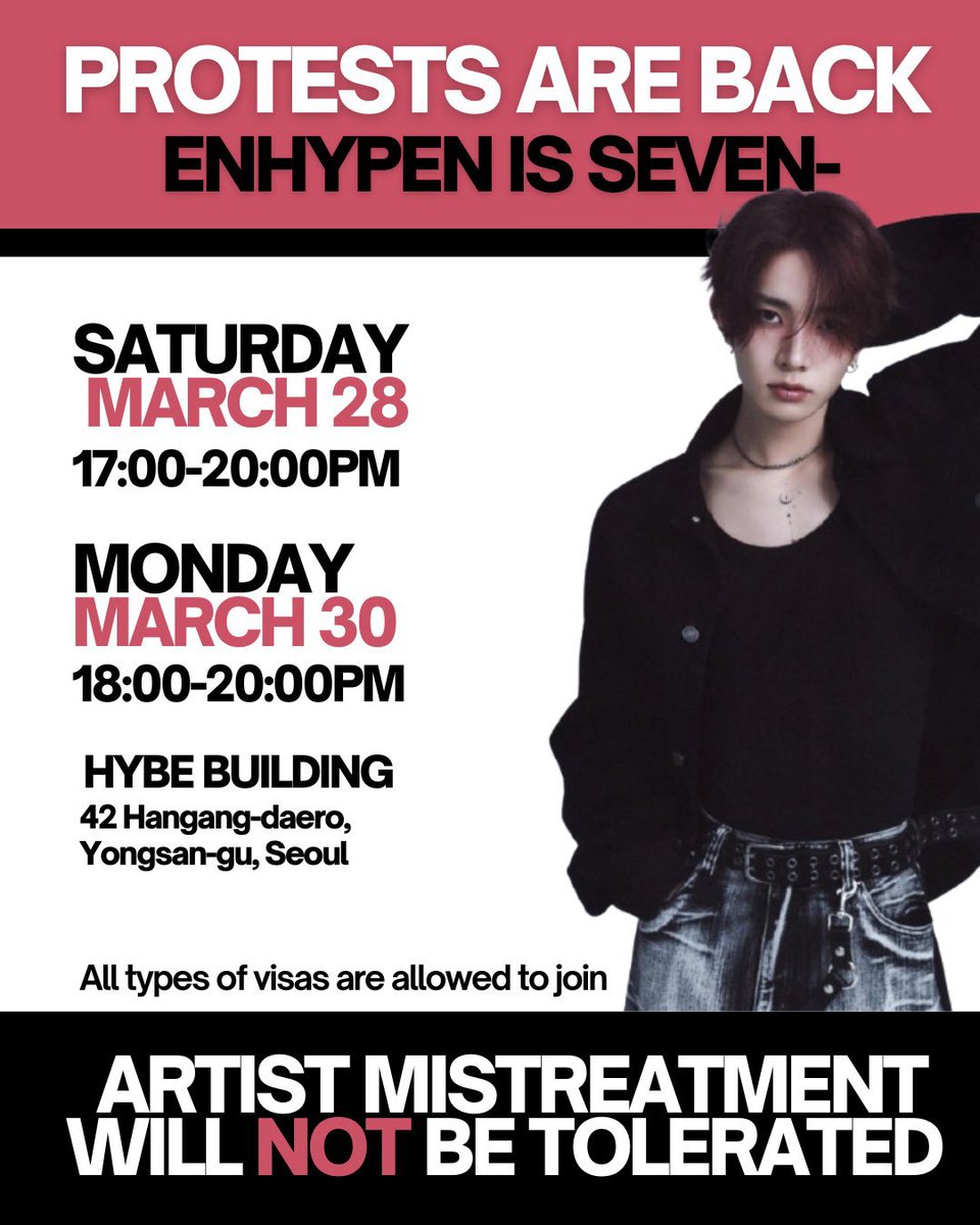 cutes_xholland's tweet photo. 🚨 Oficialmente se acabaron las protestas previo a la reunión en hybe ahora todo el peso queda en los movimientos online y los camiones, no soltemos los tags, traigamos a Hee de vuelta y luchemos por nuestra familia

#ENGENES_MADE_ENHYPEN_7
#ENHYPEN_SEVEN_OR_NOTHING https://t.co/hIVwCEHeBU
