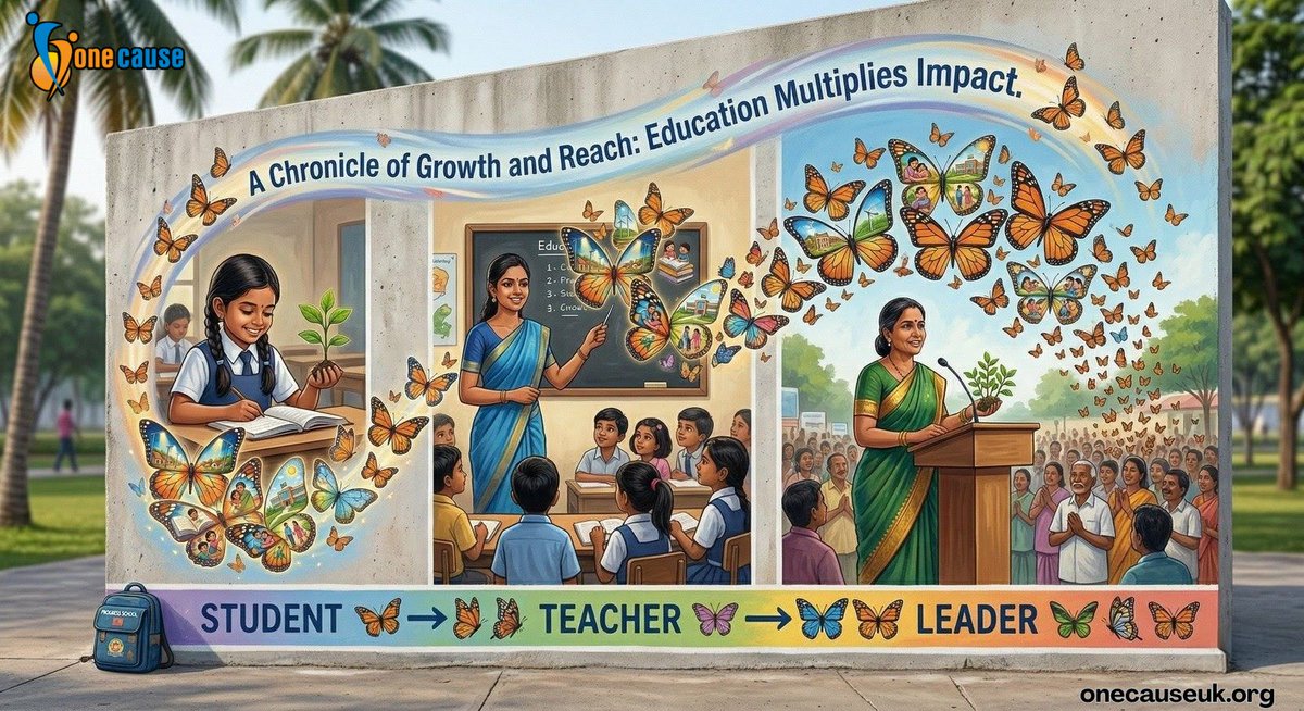 OneCauseUK's tweet photo. “From a Classroom to a Community: The Ripple Impact of One Child’s Education”
The smallest spark of learning can ignite an entire community’s future. 🔥📘 That’s the butterfly effect of one child’s education. #EducateToEmpower https://t.co/jl6kAEOAAD