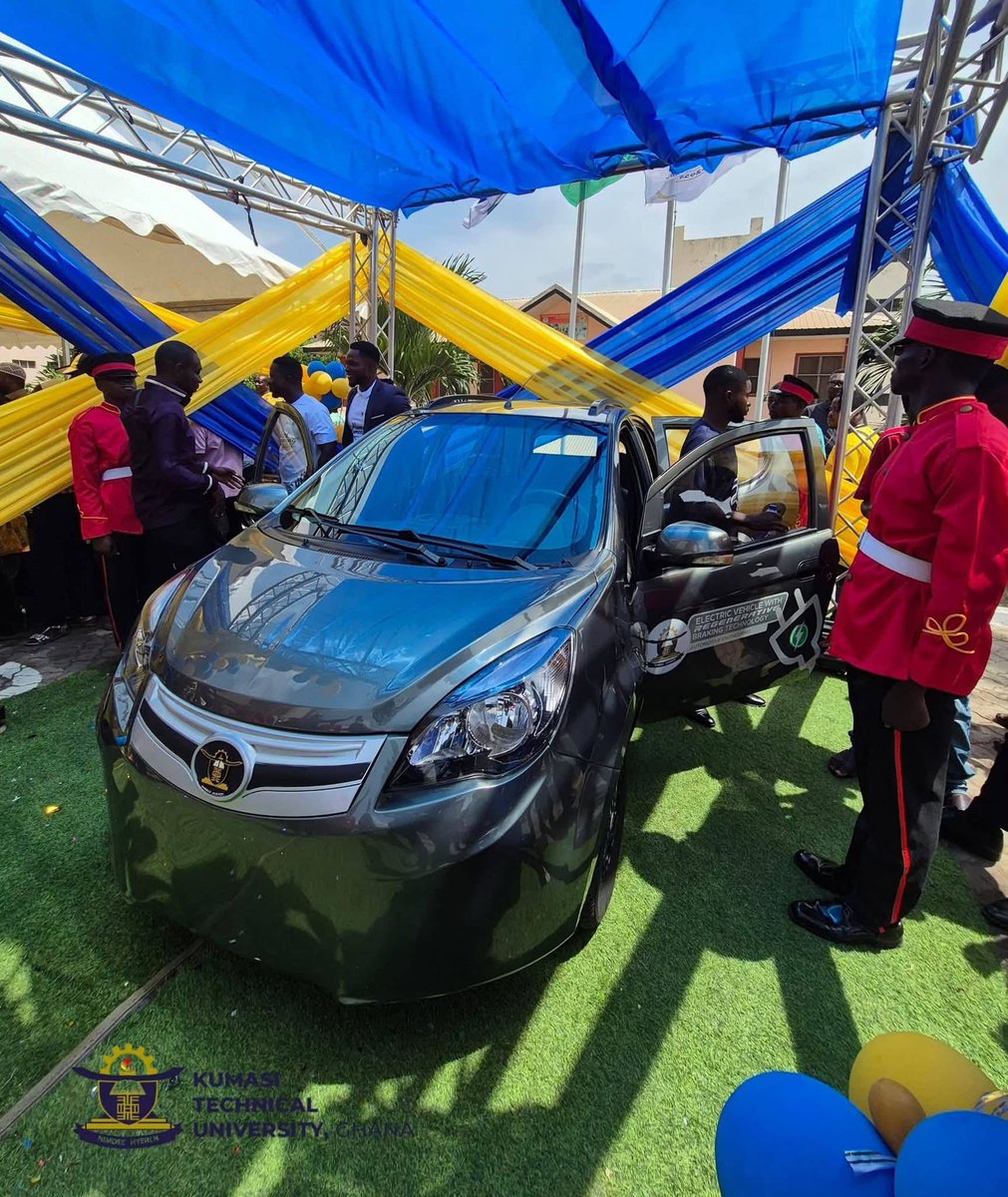 eMobiSphere's tweet photo. Ghana Joins The E-Mobility Race!
Students At Kumasi Technical University Have Unveiled The "Nimde3 Hyiren REV," A Locally Built 5-Seater EV. Its Standout Feature? Regenerative Braking That Charges The Battery While Driving, Reaching Speeds Up To 150km/H!

#KsTU #Ghana #EV https://t.co/8nQSYQi3LR