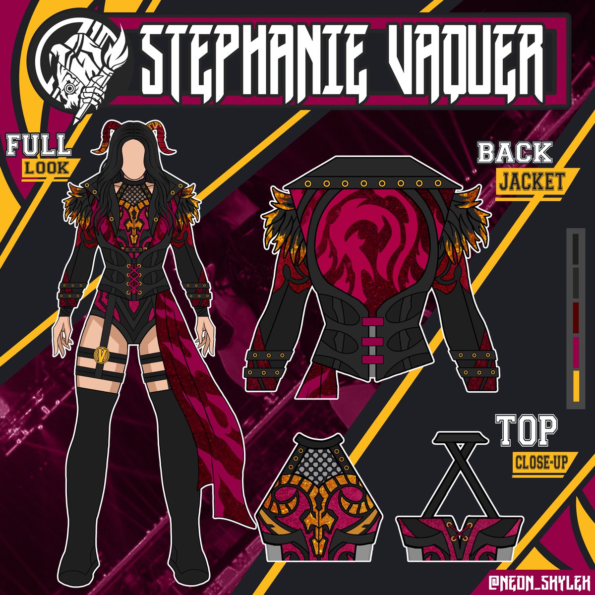 NeonSkylex's tweet photo. Gear design idea for @Steph_Vaquer 

I thought my last design for Stephanie is lazy so went back to the drawing board and redesign the whole thing to have more colors &amp; highlight https://t.co/Eorak8NNUv
