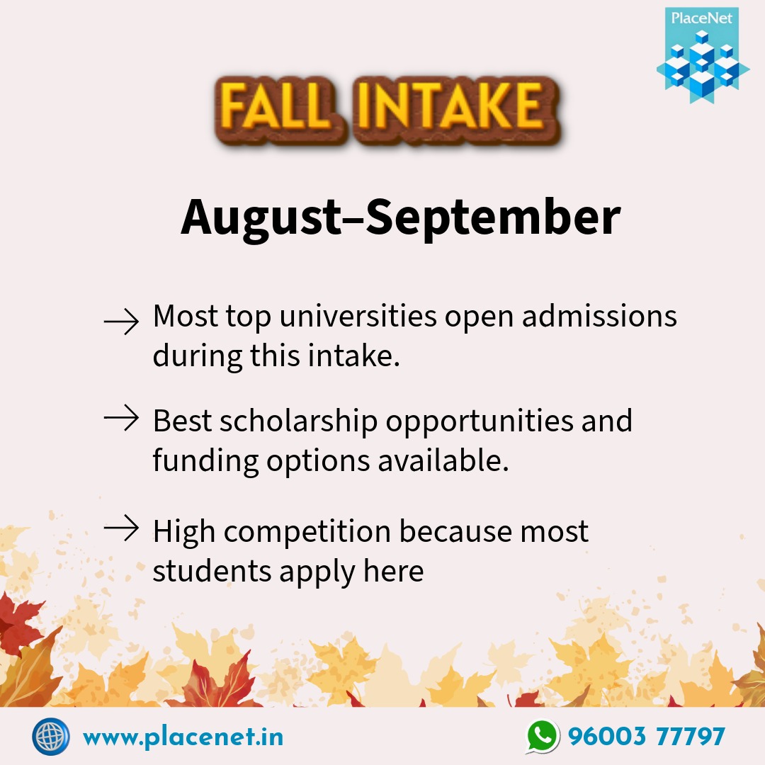 Placenet_abroad's tweet image. Choose your perfect intake!
🎓 Spring Intake (Jan/Feb)
🎓 Summer Intake (May/June)
🎓 Fall Intake (Aug/Sep)
📌 Apply early &amp;amp; secure your future today!
✨ Your global journey starts here
#StudyAbroad #SpringIntake #FallIntake #SummerIntake #AbroadStudies #GlobalEducation