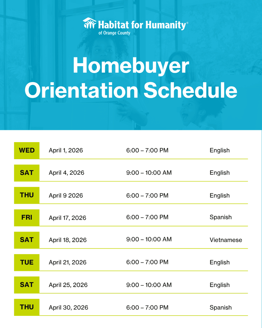 If you’ve been thinking about putting down roots or finally having a place that’s yours, this is where it all begins 🌱. We’ll walk you through how we can help make your dreams of affordable homeownership here in Orange County a reality.

Save your spot at habitatoc.org/attend-an-orie…