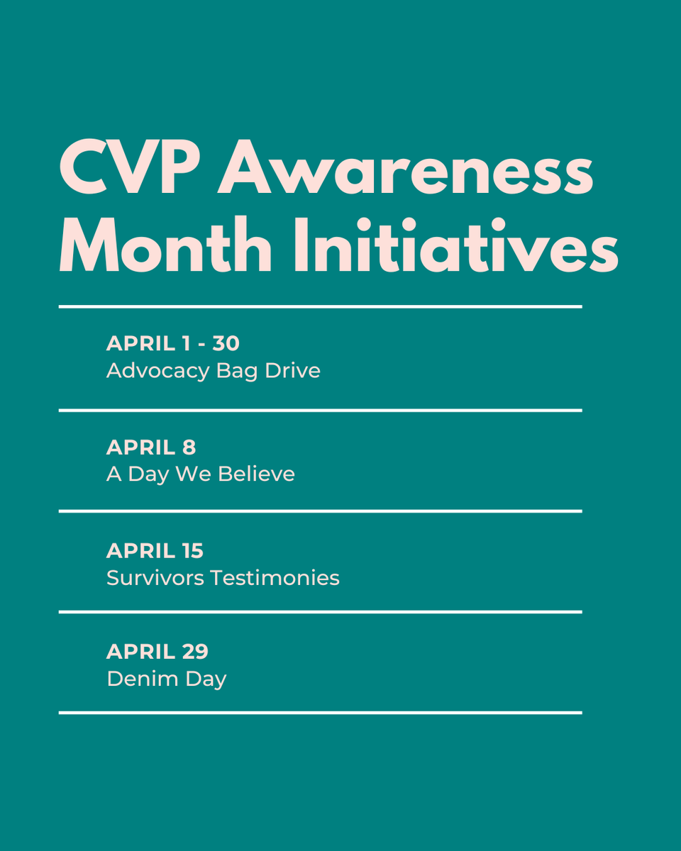 MSC4VP's tweet photo. Please save the date for the following events and invite your network to join us during the month of April as we collect advocacy bag items, Share Testimonies, and Wear Denim on April 29. 

https://t.co/NbrynnjG0U
#wherehealingbegins #webelieve https://t.co/NiOiIMD4g1
