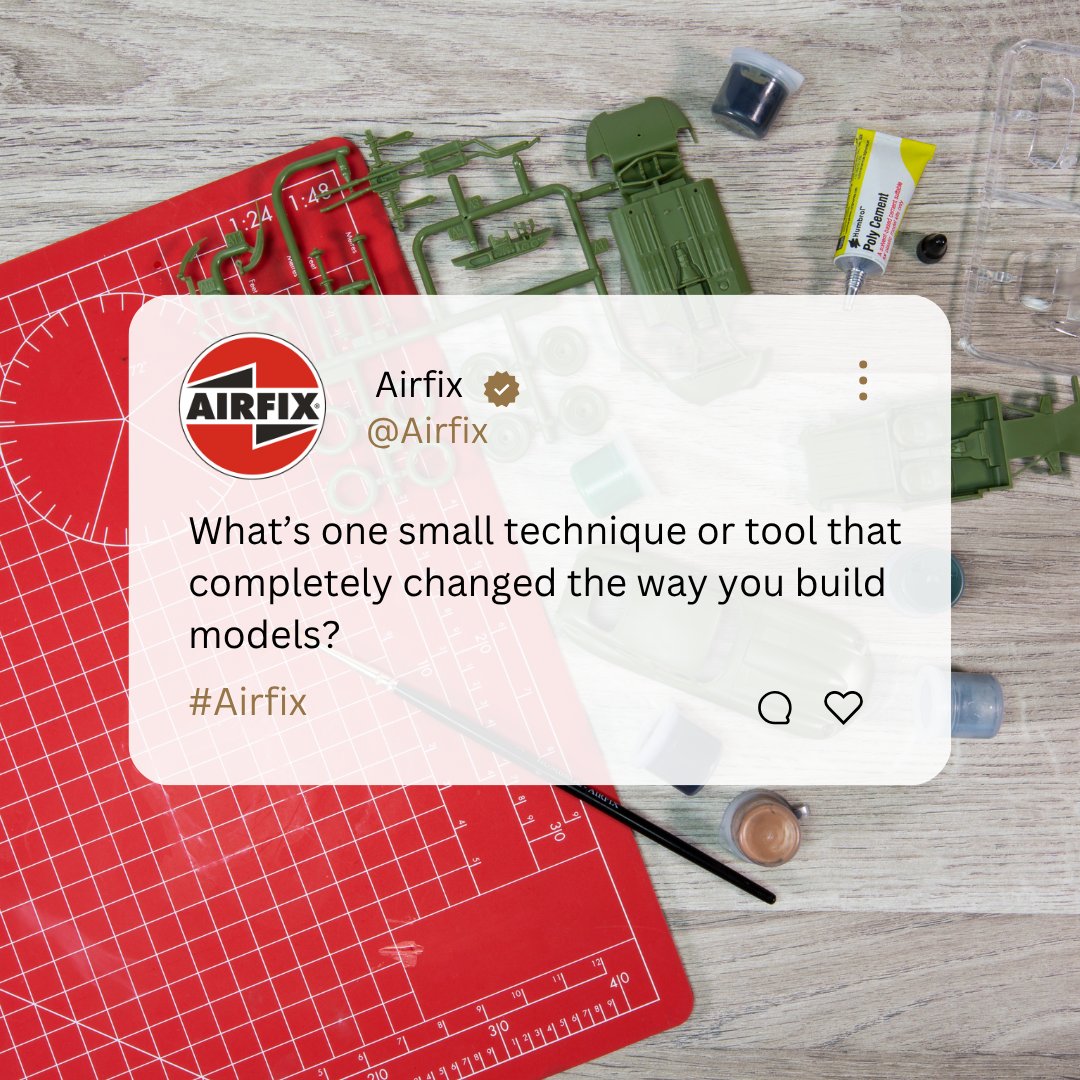 Airfix's tweet image. What’s one small technique or tool that completely changed the way you build models?

Drop your answers in the comments! 👇

Shop the range: ow.ly/5CGE50YAIRL 👈

#Airfix #ScaleModelling #ScaleModels #BuildTechniques #ModelBuilds