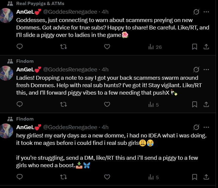 GoddessMirah22's tweet photo. 🚨FAKE DOMME ALERT!!!🚨~YES! Another one!
A few dommes messaged me about her. Low and behold she showed up in my DMs. She is more fake than a 3 dollar bill. This is a total SCAM!! New dommes, don't fall for this BS. Just block!! Notice her/him replies. Dead give away!! https://t.co/RUayaF9q0C