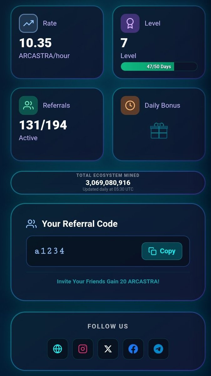 Omega_a1234's tweet photo. #ArcAstraNetwork #ArcAstra
✅️ 2026.02.22 Official Launched
✅️ Total supply 50B
✅️ The burning mechanism will be constantly in operation, so the total supply will continue to decrease.
✅️ The mining share allocated to the community is 80%
✅️ Now mining speed 0.25/h
✅️ Fast & easy join
✅️ Google Play Store
( iPhone app store comming soon)
Join link ⤵️
https://t.co/ro0NIBBm5c
ref.code : a1234
💎💎💎💎💎💎💎💎💎💎💎💎💎💎