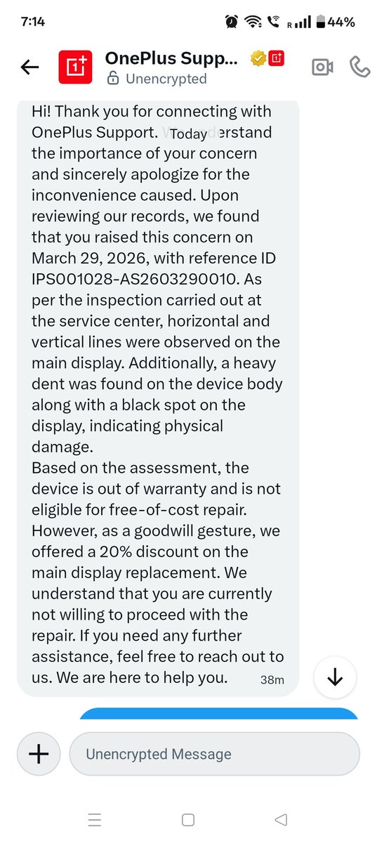 adnansyed's tweet photo. Reply received from Oneplus team is attached herewith, false facts https://t.co/fgxaSyvYet