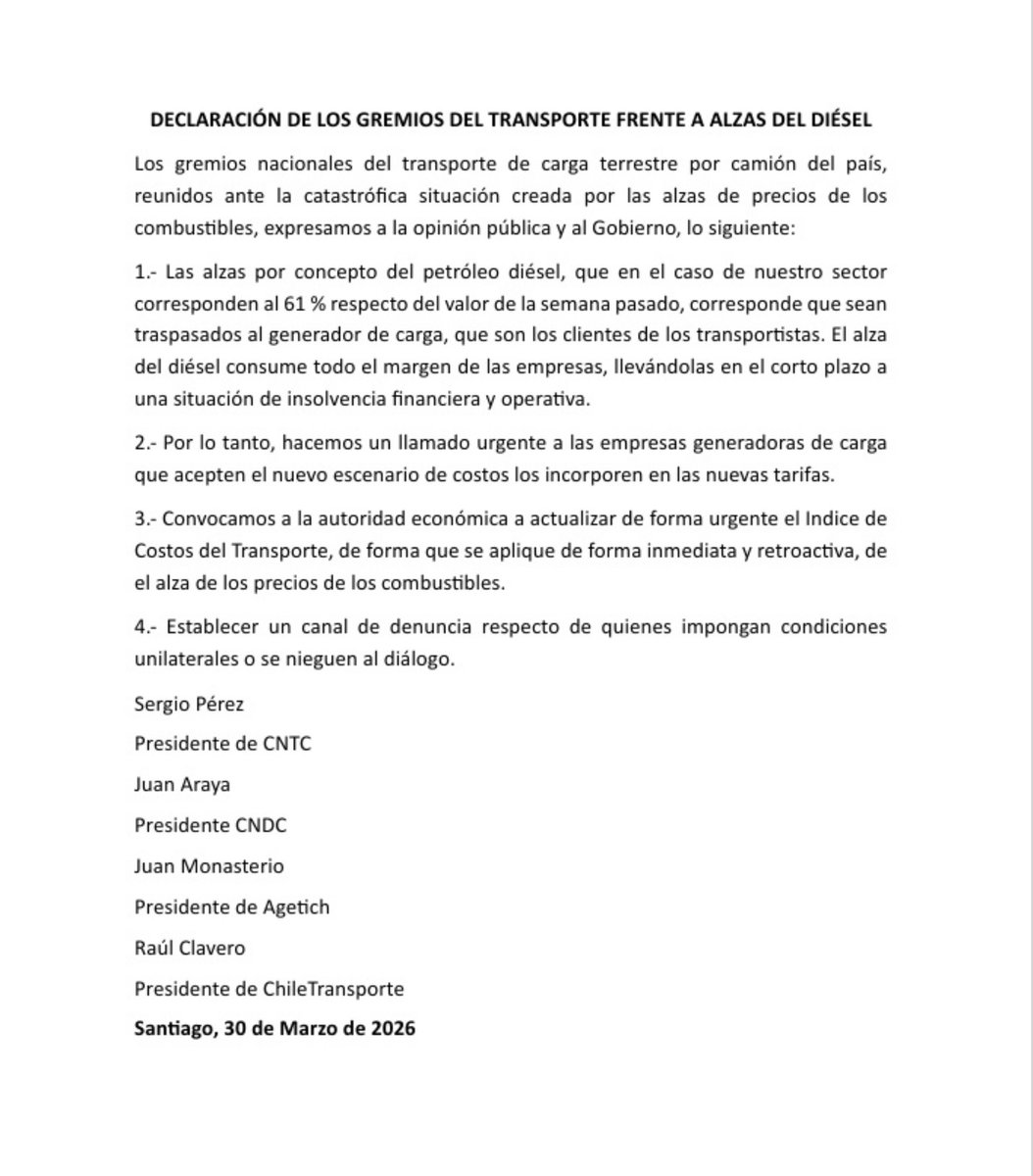 Confederación Nacional Dueños De Camiones De Chile tweet media