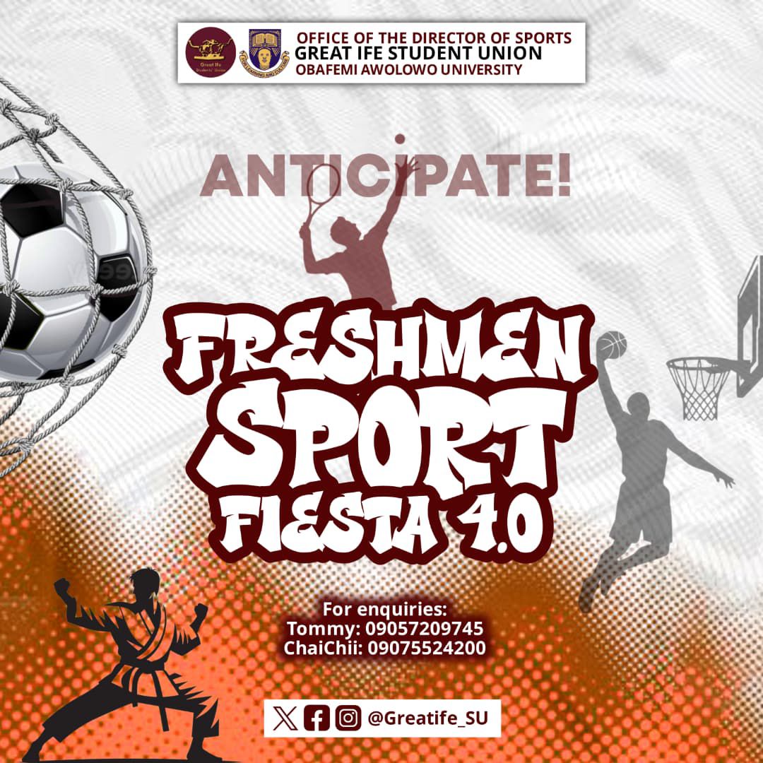 GREAT IFE, GET READY!!🔥

It's about time for the biggest Freshers competition, ARE YOU PREPARED????