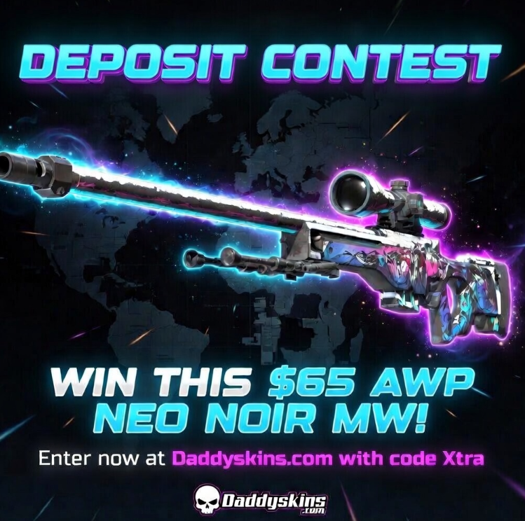 🎩70$ Daddyskins Depo Contest  🎩

🏆65$ Awp Neo Noir MW for a random ticket
🎁5$ For a RT+Tag friends

✅Depo 5$ per Ticket-No Limit Code XTRA
daddyskins.com/en/promo-code/… (Dm proof + site username-id) 
🎉Combine with 150$ LB
xtragambles.com/leaderboards

⏰5 Days
#CS2 #CS2GIVEAWAY #CSGO