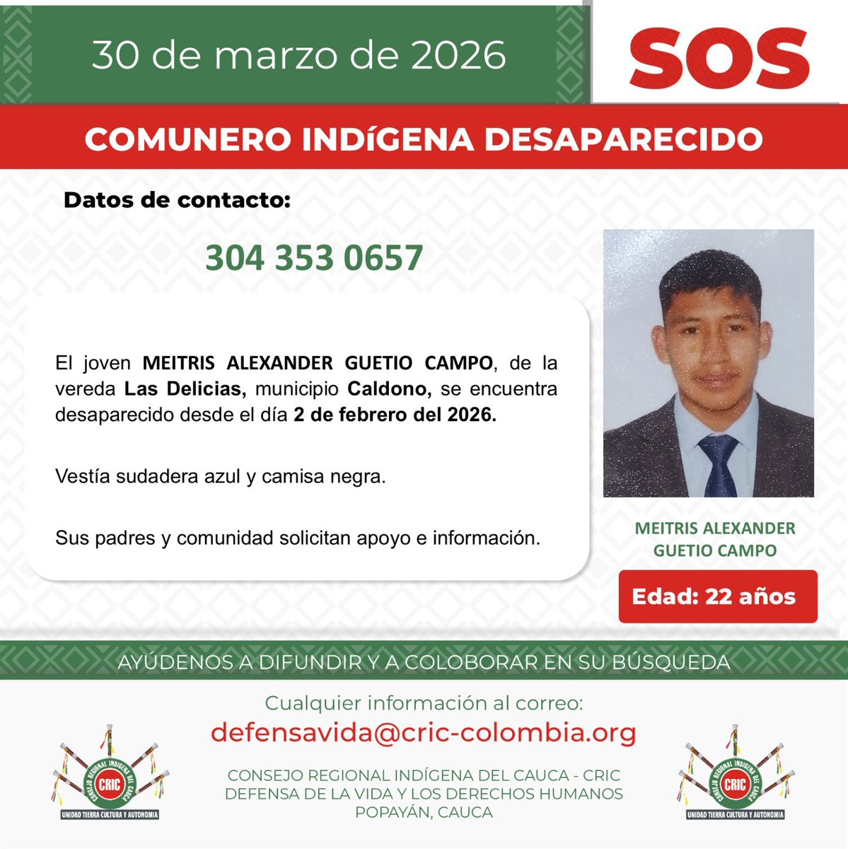 Consejo Regional Indígena del Cauca (CRIC) tweet media