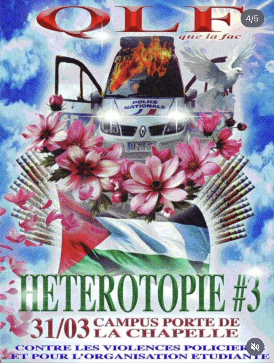 Simulation de barbecue devant une voiture de police en feu.
Quand certains  inventent de pseudos violences policières pour manifester, c’est en finalité une banalisation abjecte de la haine et des appels à cibler les forces de l’ordre. #Heterotopie 
L’Etat laisse faire, circulez
