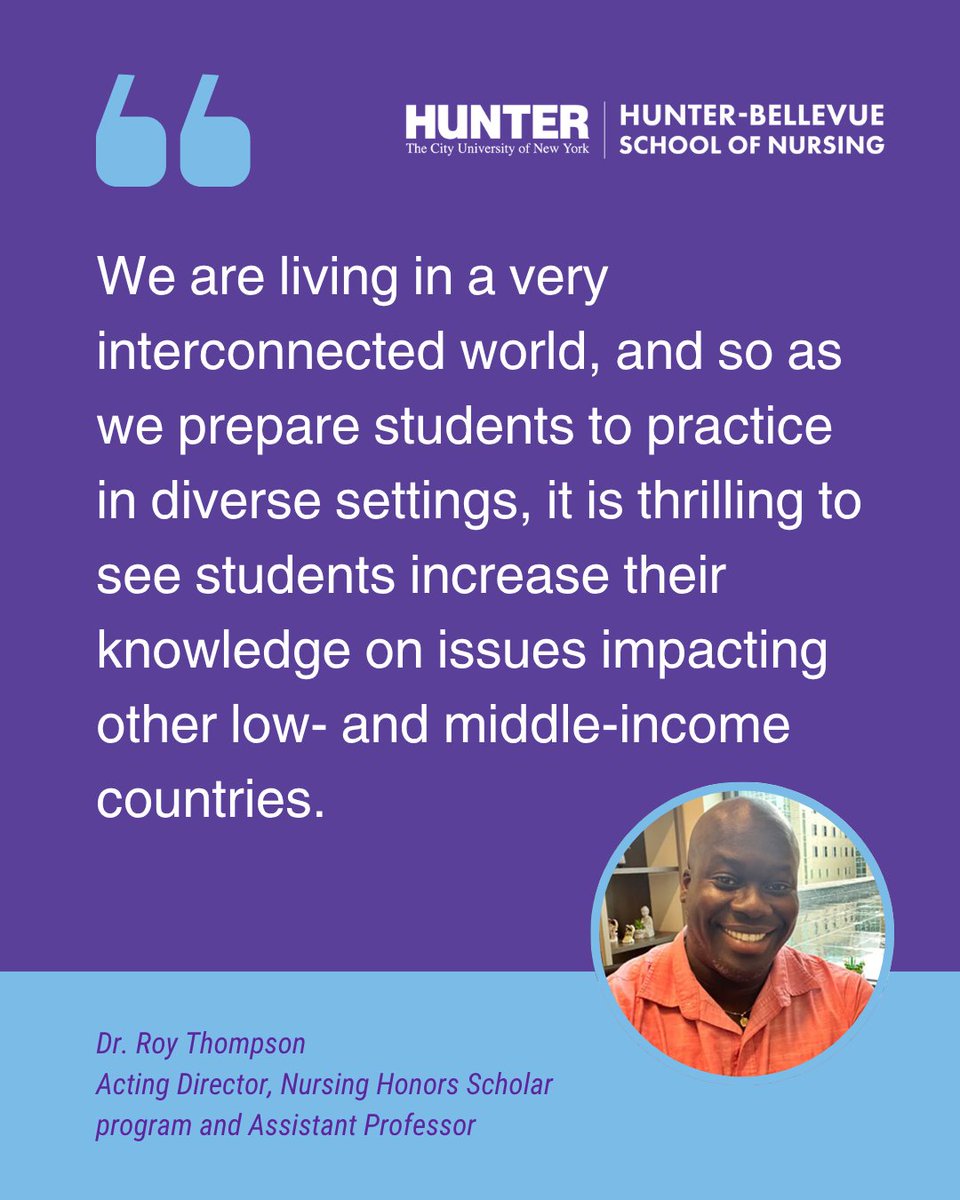 hunter_nursing's tweet photo. Learn about our Global Health Course 🌍, taught by Dr. Roy Thompson.

In this class, Lauder Fellows explore how global forces, from migration to climate change, shape health outcomes &amp; learn how nurse practitioners lead the way in delivering culturally responsive, equitable care. https://t.co/mhlQdslobL