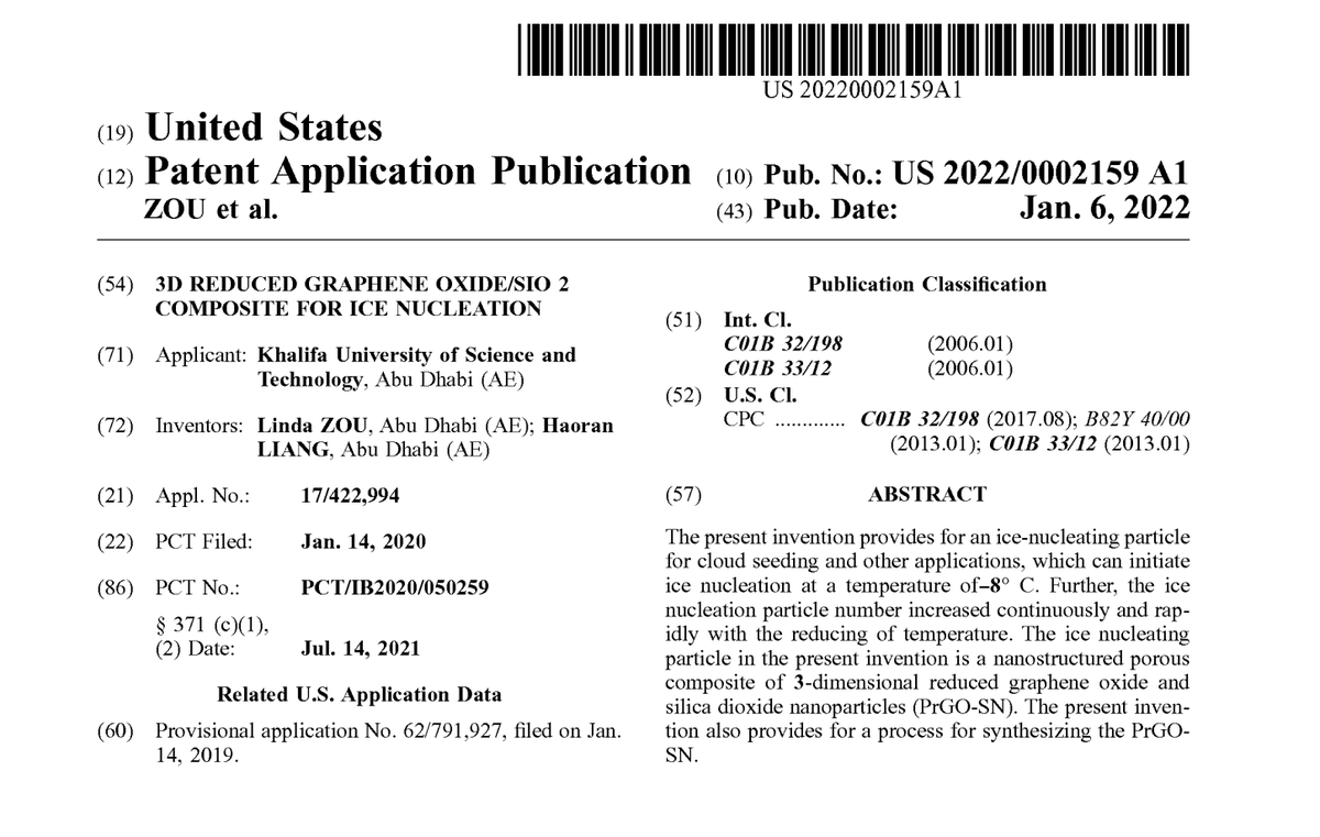"La presente invenzione riguarda una particella nucleante per il ghiaccio, utilizzabile per la semina delle nuvole e altre applicazioni, in grado di avviare la nucleazione del ghiaccio a una temperatura di -8 °C" 
🤓🤡

Ossido di grafene ridotto/SiO2 per nucleazione ghiaccio