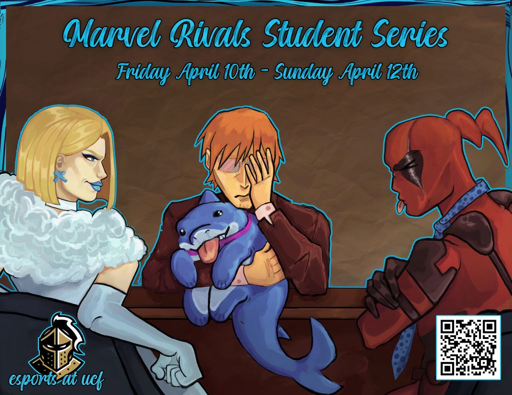 EsportsatUCF's tweet photo. ⚔️It’s Time⚔️
Marvel Rivals Student Series begins on April 10th, 2026. Who will come out on top? Find out when the games end April 12th. Good luck.
#esports #studentseries #marvelrivals https://t.co/Btuy9FRdSb