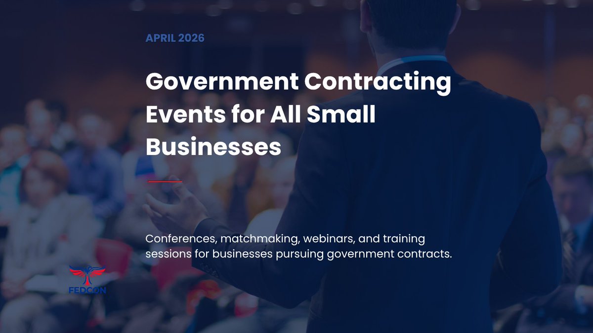 fedcon_us's tweet photo. April has many events for small businesses chasing government contracts — conferences, webinars, and matchmaking sessions you should know about.

Which one of these will you be at?

#GovCon #SmallBusiness #FederalContracts #FEDCON https://t.co/Y7gGDDdWR3