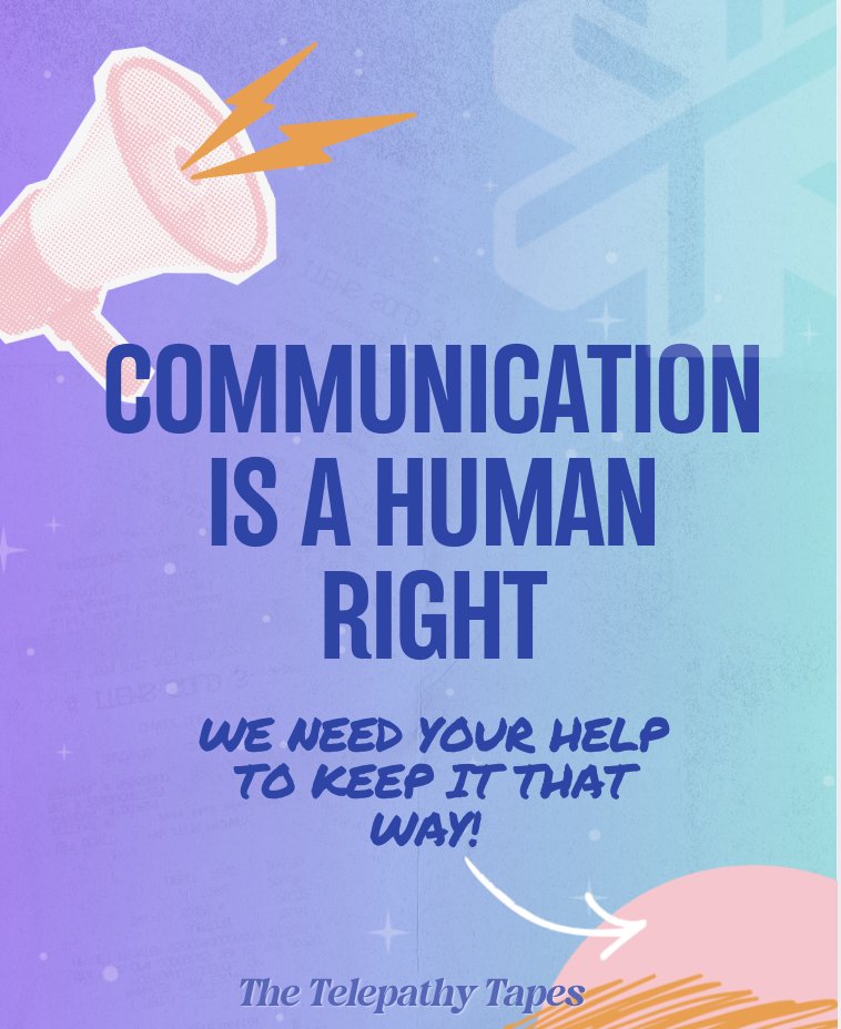 TelepathyTapes's tweet photo. Communication Rights for non-speakers are under attack. Communication is a human right and we need your help to keep it that way! Click the Spellers Freedom Foundation link in our Instagram bio to learn how you can support the campaign by volunteering, donating, and posting! https://t.co/HObwrtuuII