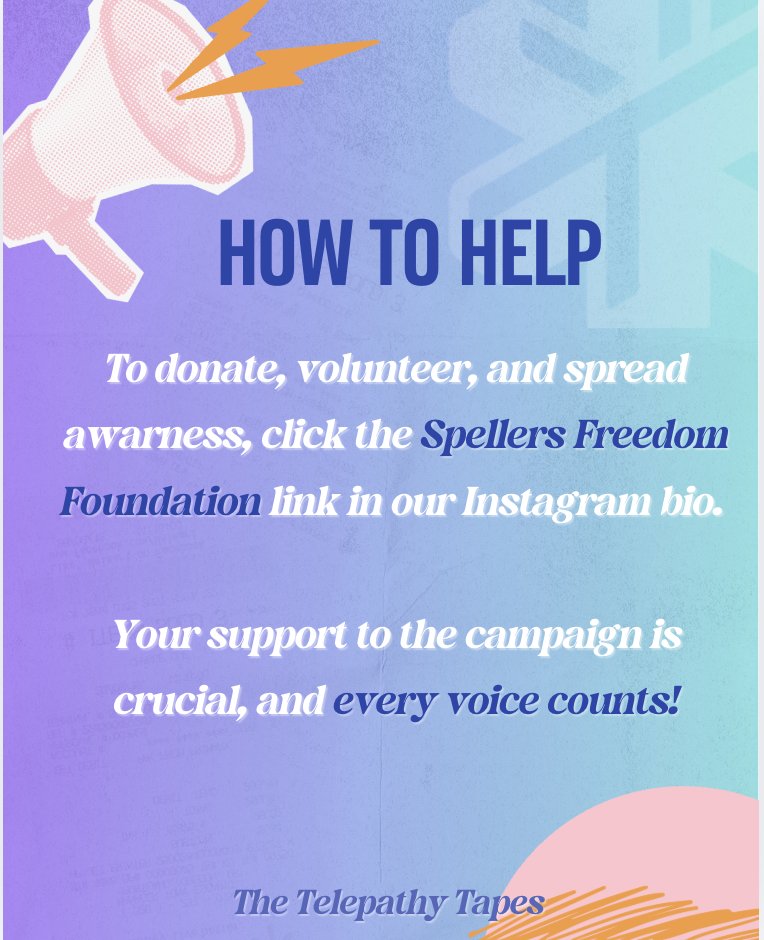 TelepathyTapes's tweet photo. Communication Rights for non-speakers are under attack. Communication is a human right and we need your help to keep it that way! Click the Spellers Freedom Foundation link in our Instagram bio to learn how you can support the campaign by volunteering, donating, and posting! https://t.co/HObwrtuuII