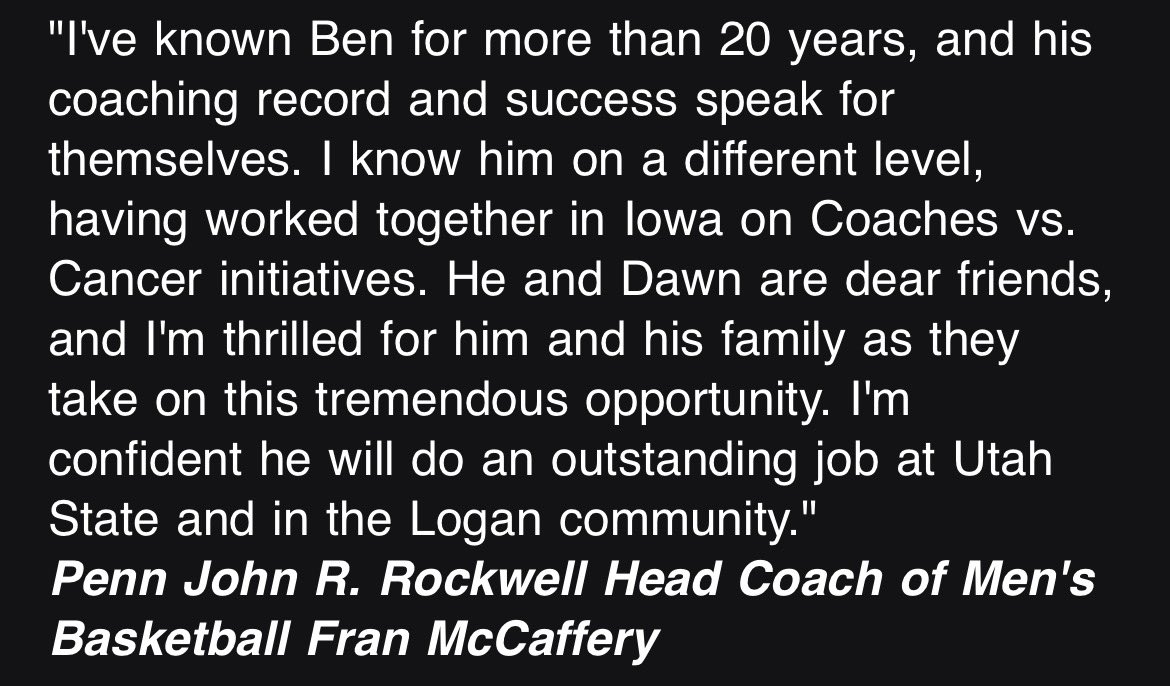 TheAggship's tweet image. Pretty good trio of coaching references for Ben Jacobson from Utah State’s release