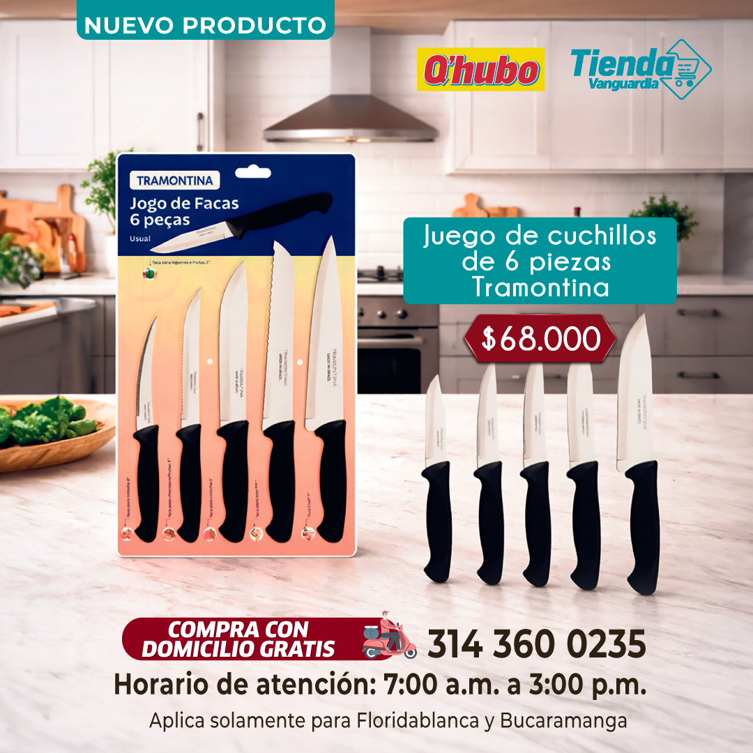 qhubobga's tweet photo. 🔪✨ ¡Nuevo en #TiendaVanguardia!
El Juego de Cuchillos #Tramontina de 6 piezas que tu cocina estaba esperando. Calidad profesional, diseño ergonómico y corte perfecto.🍽️
💰 Solo $68.000
Y lo mejor… 🛵💚
🎉 ¡DOMICILIO COMPLETAMENTE GRATIS!
📲 https://t.co/mac26hJZSR https://t.co/mUpynpQp2R