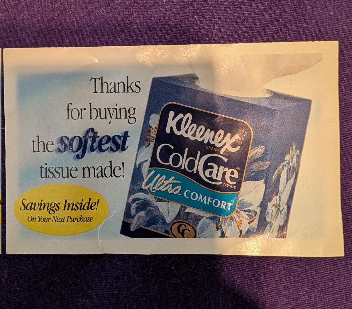 Leafeator's tweet photo. Cleaning out Grandma's bathroom to help her move and found a @Kleenex coupon. Hoping I can find somewhere to redeem it 🙏 https://t.co/JUuFyMPbNv
