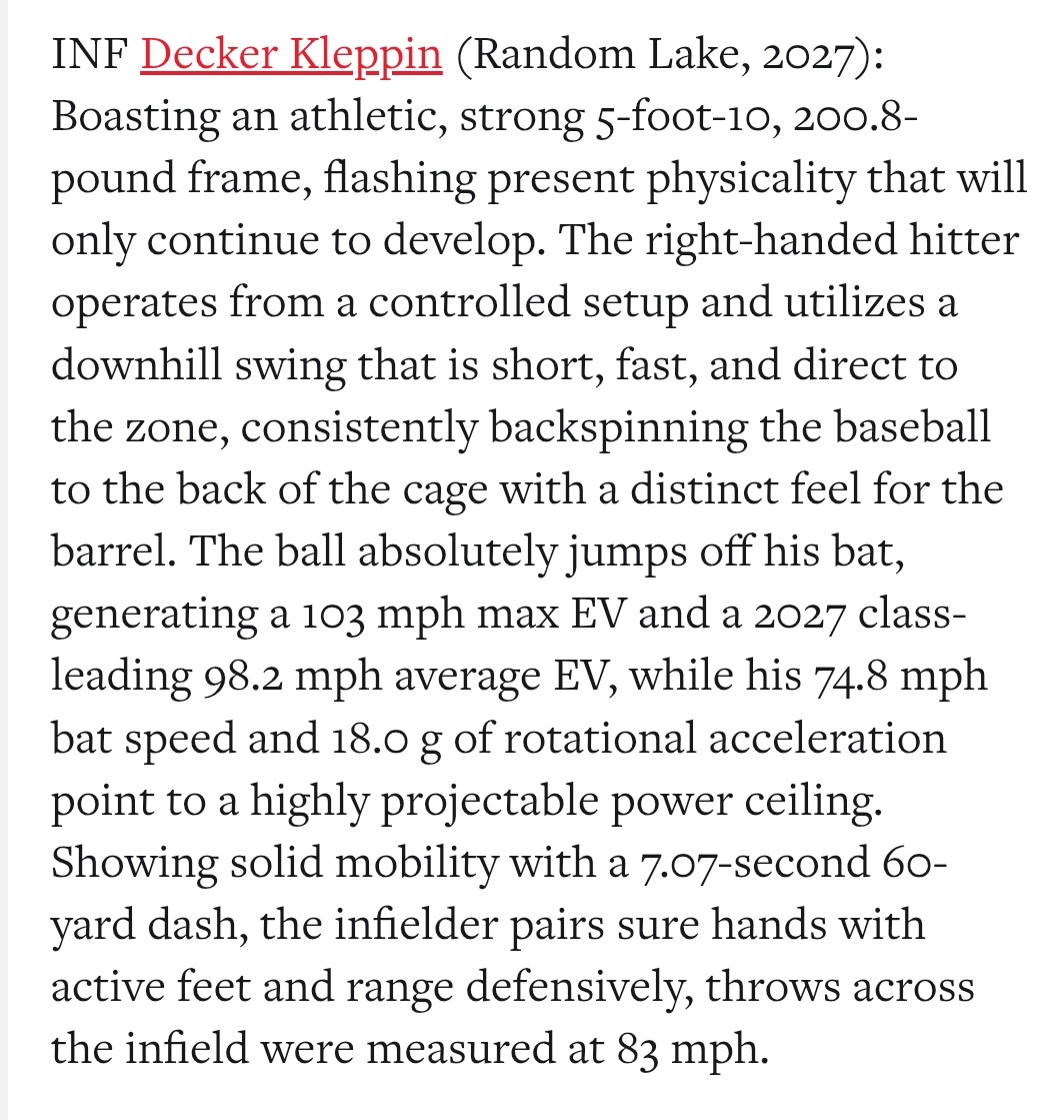 Thank you <a href="/PrepBaseballWI/">Prep Baseball Wisconsin</a> for the quick hits write up!
<a href="/VinnyRottino/">Vinny Rottino</a> <a href="/MidwestHalos/">Midwest Halos</a>